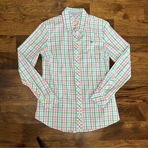 Vineyard Vines Palm Beach Plaid Chilmark Classic Button-Down Shirt - Size 0